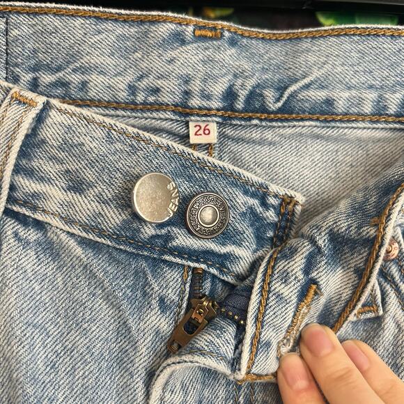 Levi's Premium Crossover Straight Leg Jeans Womens 26/2 27/4 Raw Edge Hem - Picture 7 of 8